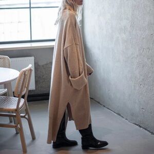 ATUKO sand sweater dress - oversized - 100% merino wool